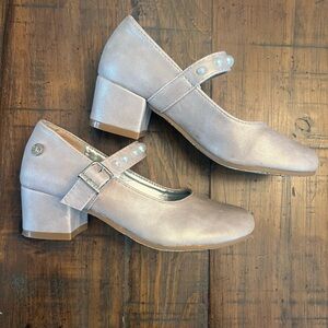 Nine West Pearl Strap Block Heel Shoes - Cream